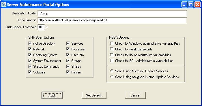 Server Maintenance Portal Screenshot